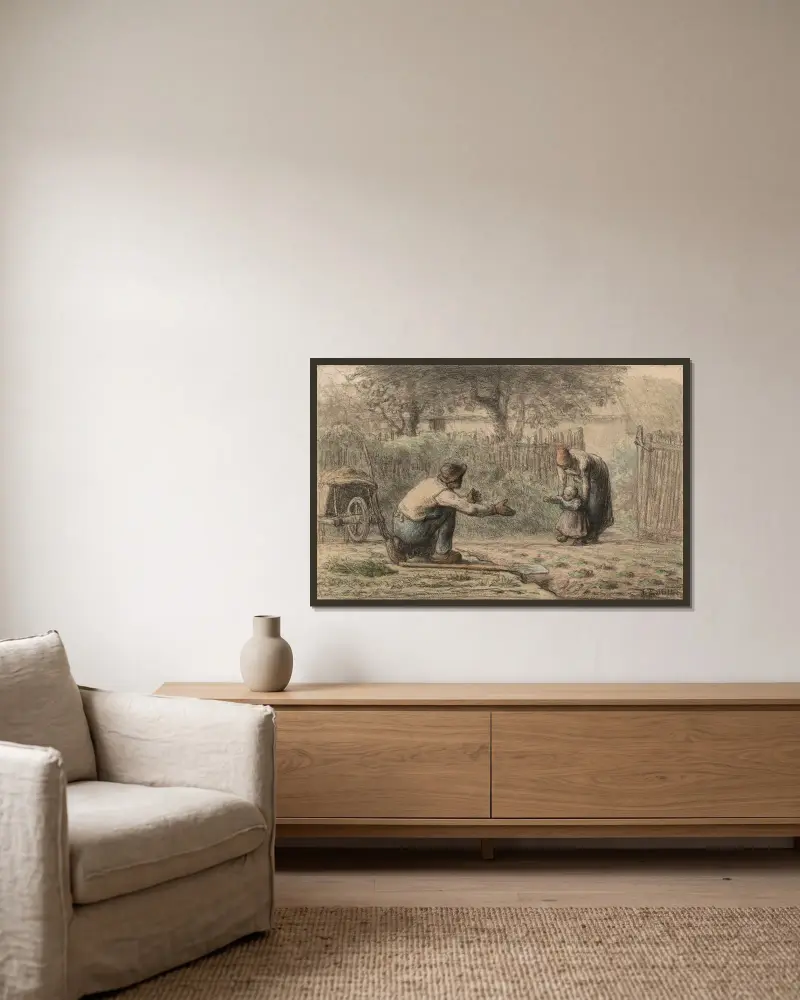 Pierwsze kroki, Jean-François Millet w ramie na ścianie