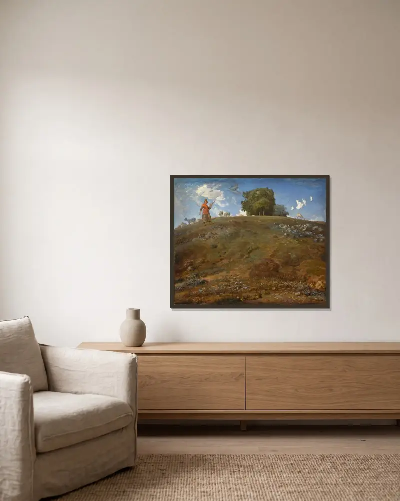 In the Auvergne av Jean-François Millet inramad på en vägg