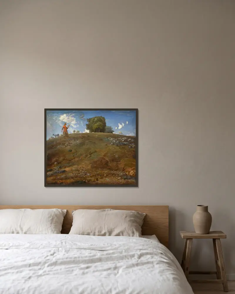 In the Auvergne av Jean-François Millet inramad på en vägg