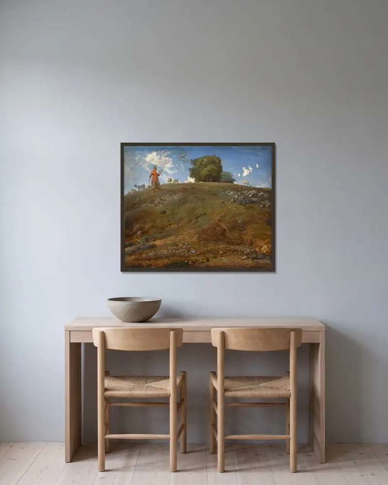 In the Auvergne av Jean-François Millet inramad på en vägg