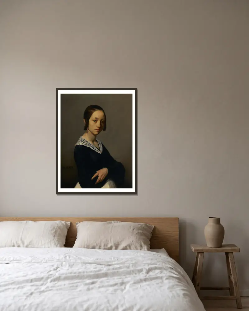 Louise-Antoinette Feuardent av Jean-François Millet inramad på en vägg