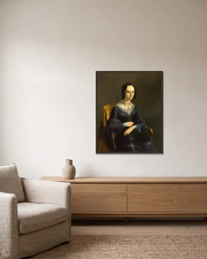 Madame Valmont von Jean-François Millet gerahmt an einer Wand