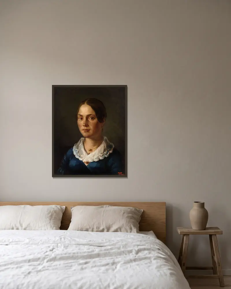 Portrait of Madame Martin av Jean-François Millet inramad på en vägg