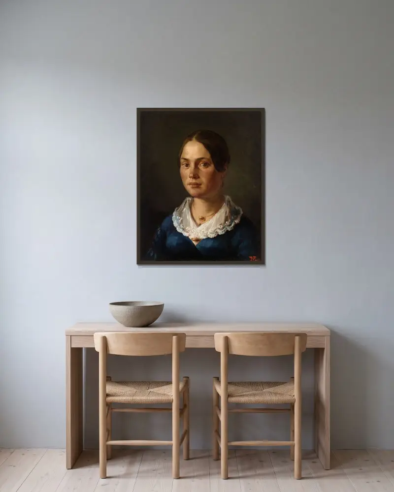 Portrait of Madame Martin av Jean-François Millet inramad på en vägg