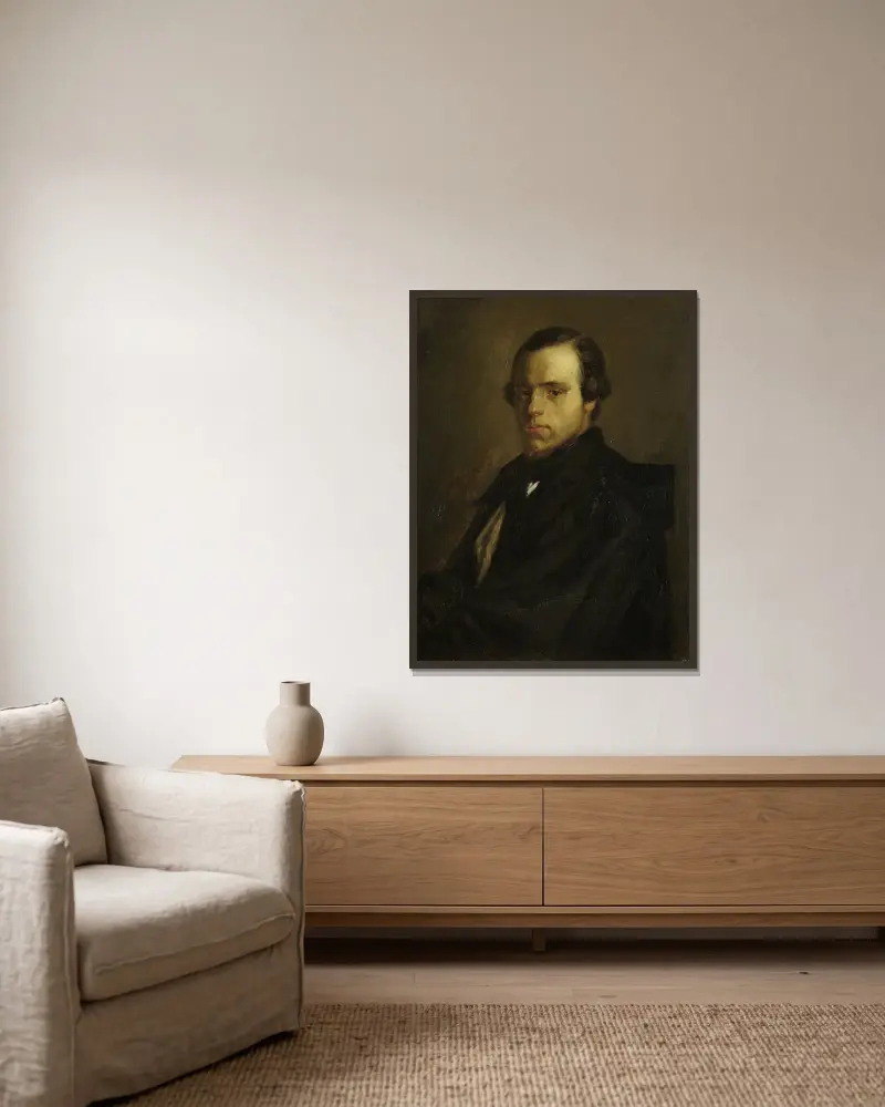 Portrait of Mister le Courtois, the Artist’s Brother-in-Law av Jean-François Millet inramad på en vägg