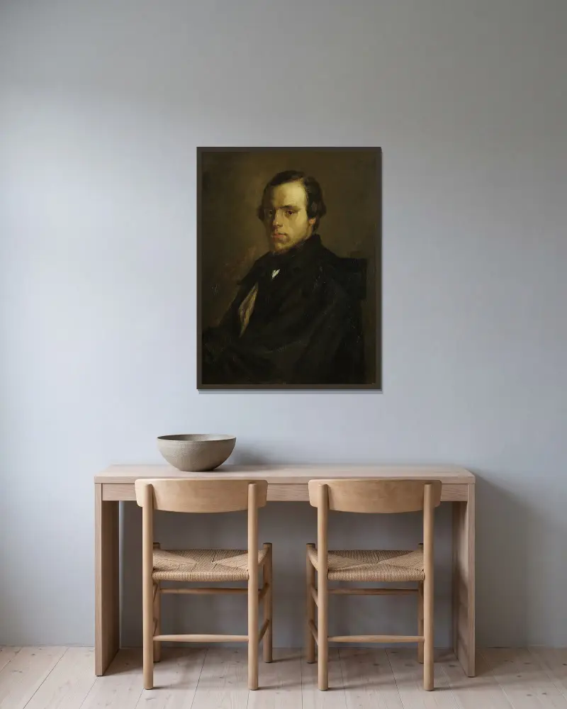 Portrait of Mister le Courtois, the Artist’s Brother-in-Law av Jean-François Millet inramad på en vägg