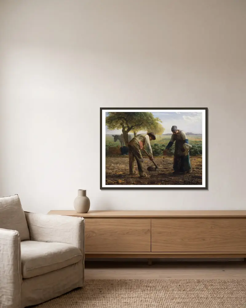 Sázeči brambor, Jean-François Millet v rámu na stěně