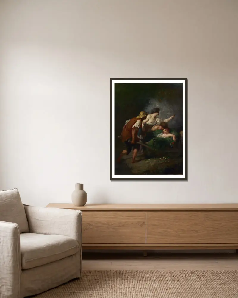 Die Rückkehr von den Feldern von Jean-François Millet gerahmt an einer Wand