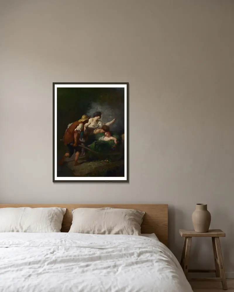 Die Rückkehr von den Feldern von Jean-François Millet gerahmt an einer Wand