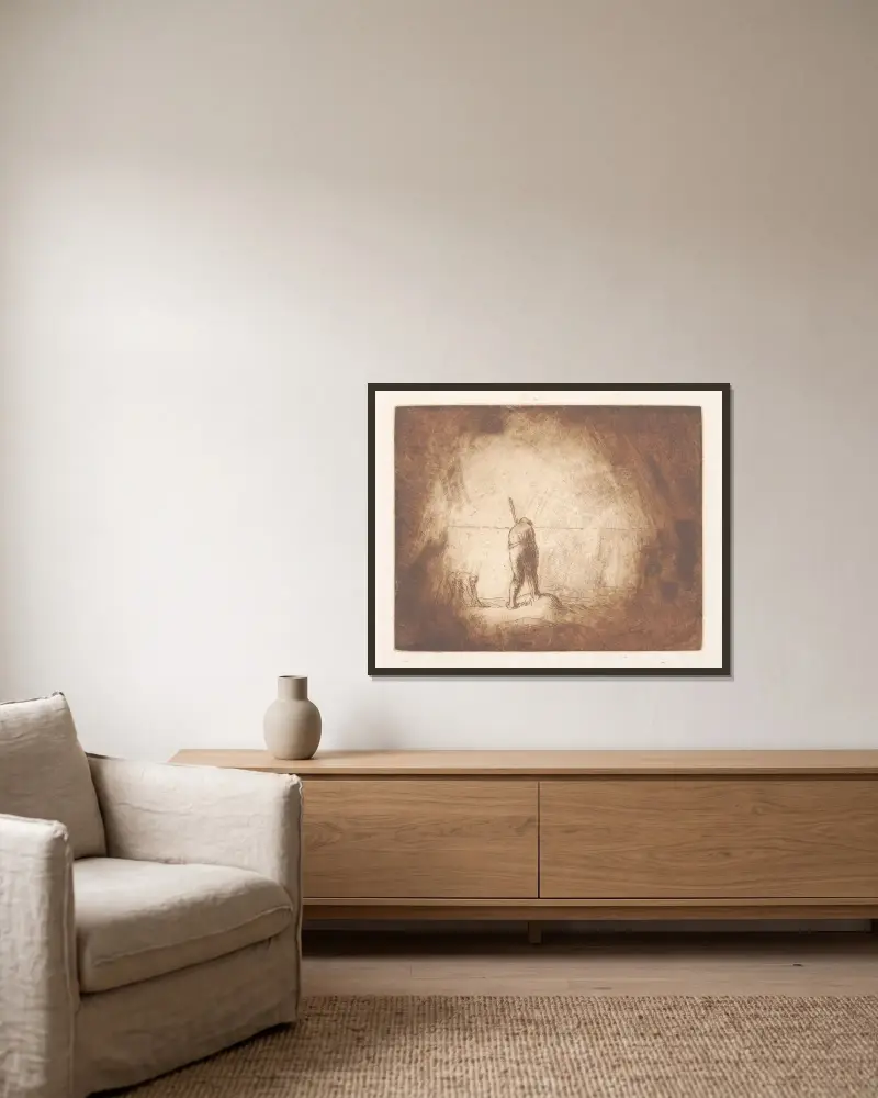 Tangpflückerinnen von Jean-François Millet gerahmt an einer Wand