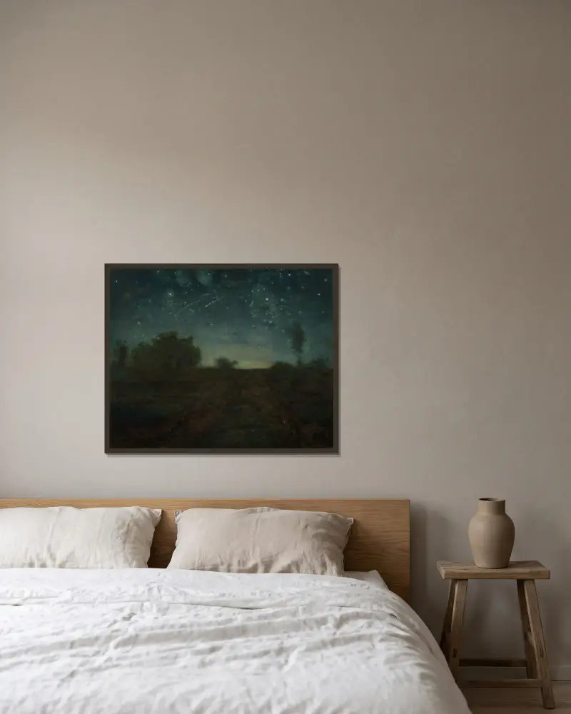 Hvězdná noc, Jean-François Millet v rámu na stěně