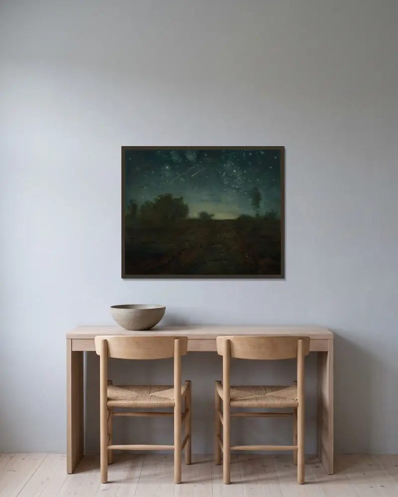 Hvězdná noc, Jean-François Millet v rámu na stěně