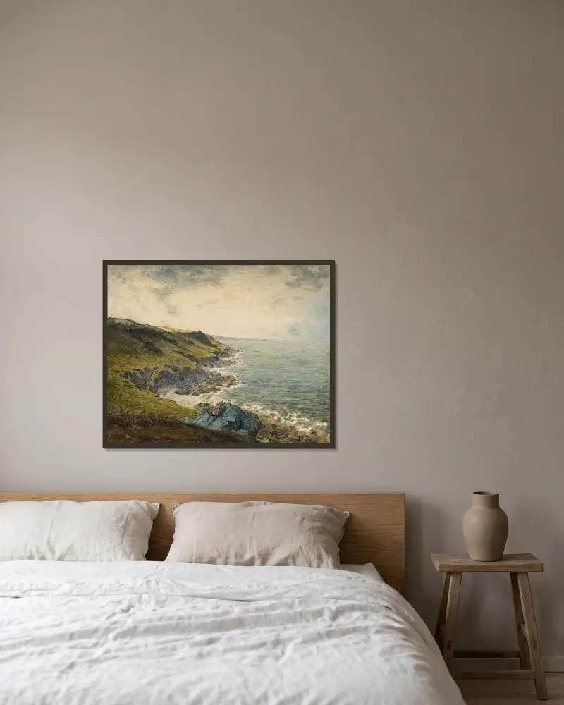 The Coast at Gréville av Jean-François Millet inramad på en vägg