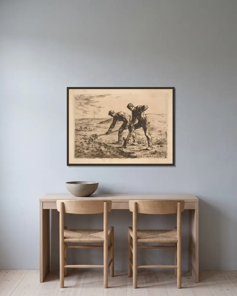 Kopáči – Nr. 1, Jean-François Millet v rámu na stěně