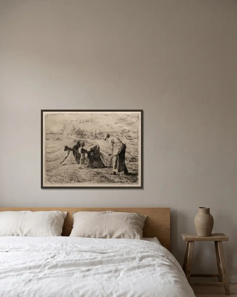 Die Ährenleserinnen, 1855 – Nr. 1 von Jean-François Millet gerahmt an einer Wand