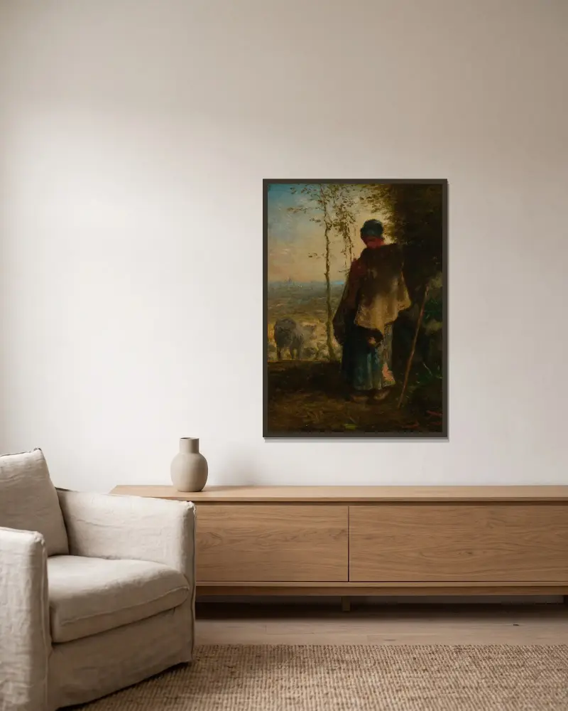 Młoda pasterka, Jean-François Millet w ramie na ścianie
