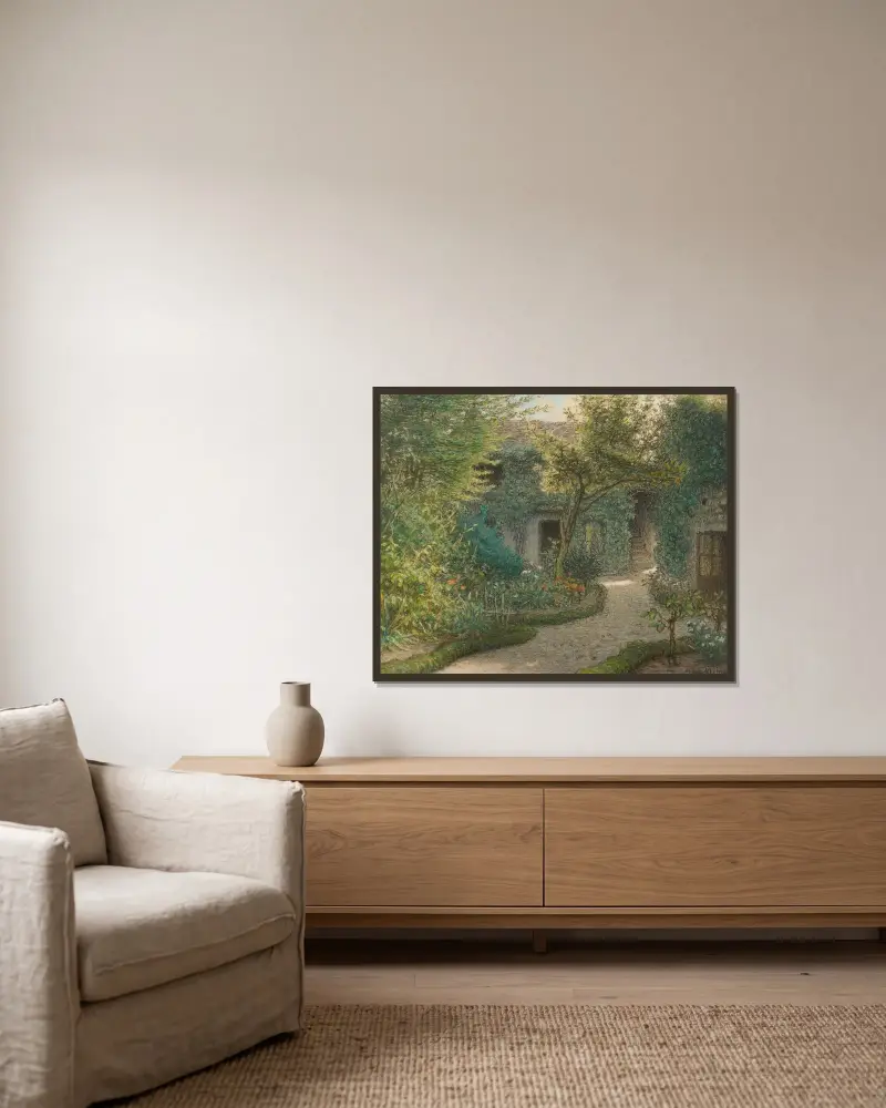 Théodore Rousseau’s House In Barbizon av Jean-François Millet inramad på en vägg