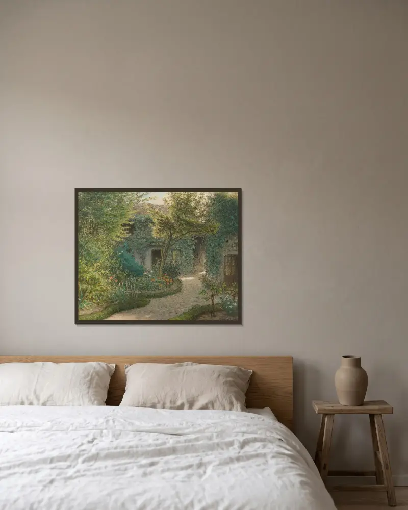 Théodore Rousseau’s House In Barbizon av Jean-François Millet inramad på en vägg