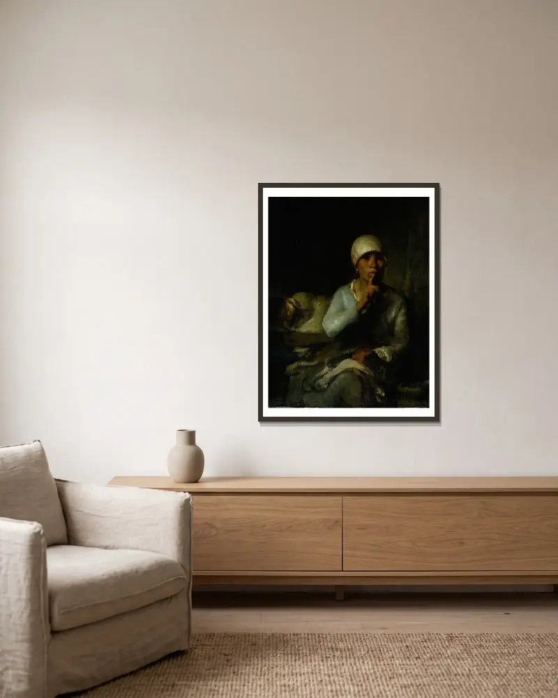 Woman and Child (Silence) av Jean-François Millet inramad på en vägg