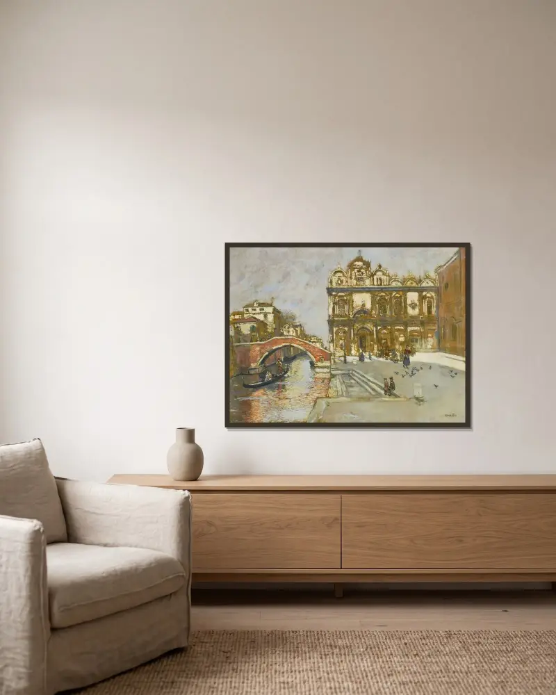 Campo San Giovanni e Paolo, Venedig av Jean François Raffaëlli inramad på en vägg