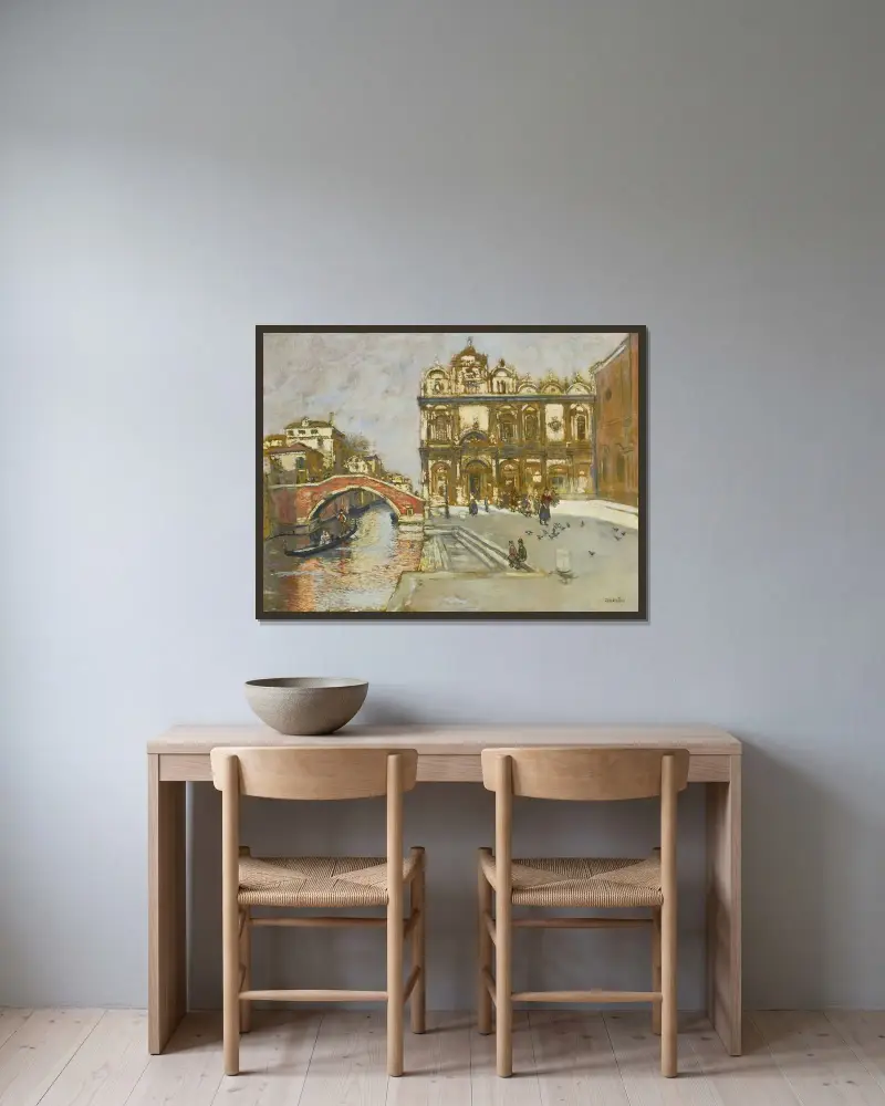 Campo San Giovanni e Paolo, Venedig av Jean François Raffaëlli inramad på en vägg