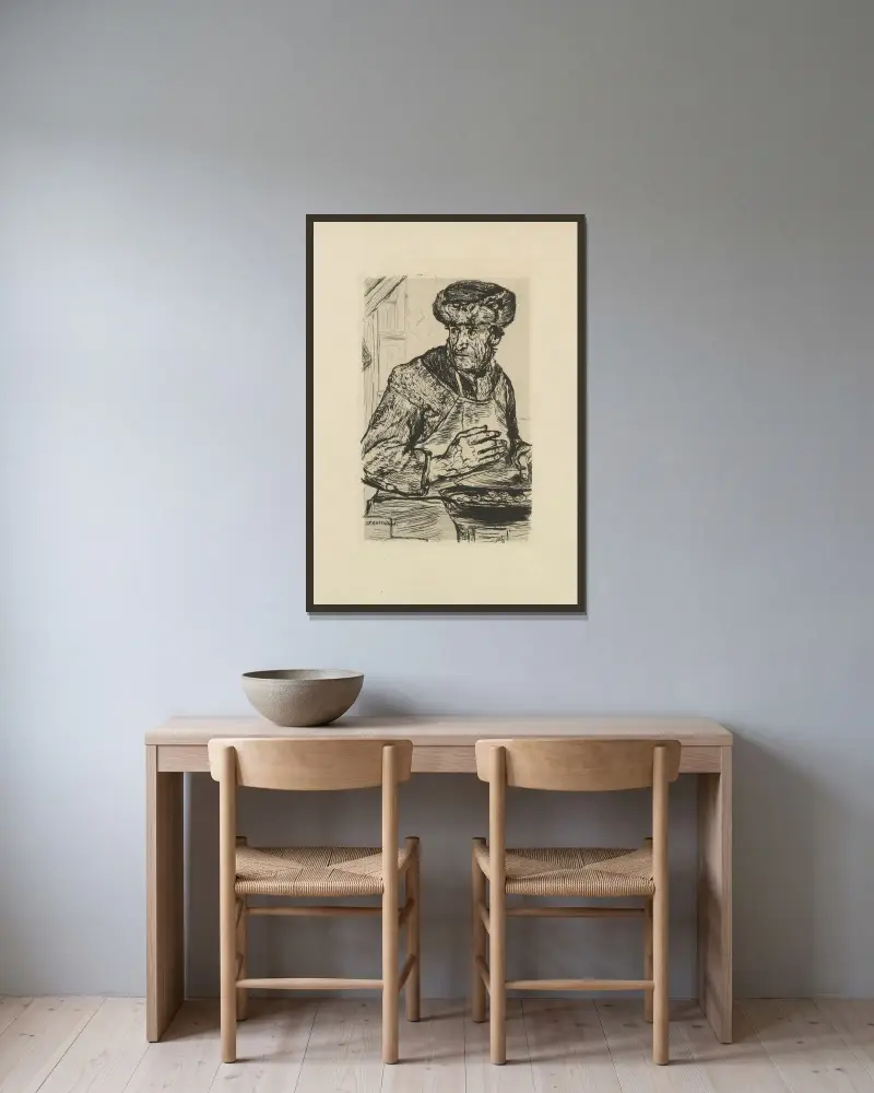 Parisskisser Pl.06 av Jean François Raffaëlli inramad på en vägg
