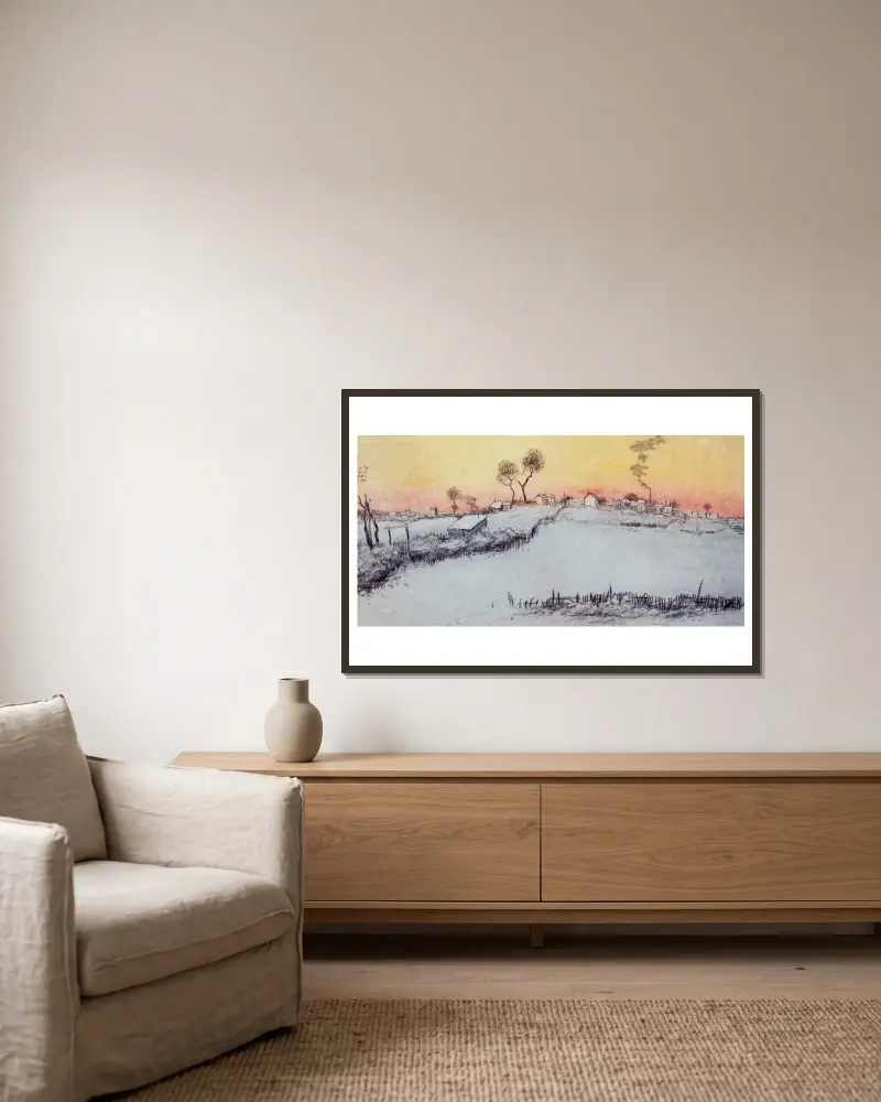 La Neige, Soleil Couchant av Jean François Raffaëlli inramad på en vägg