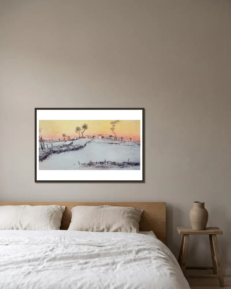 La Neige, Soleil Couchant av Jean François Raffaëlli inramad på en vägg
