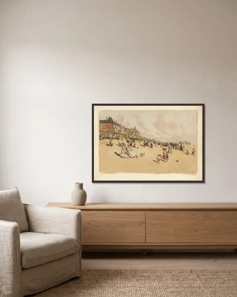 La petite plage av Jean François Raffaëlli inramad på en vägg
