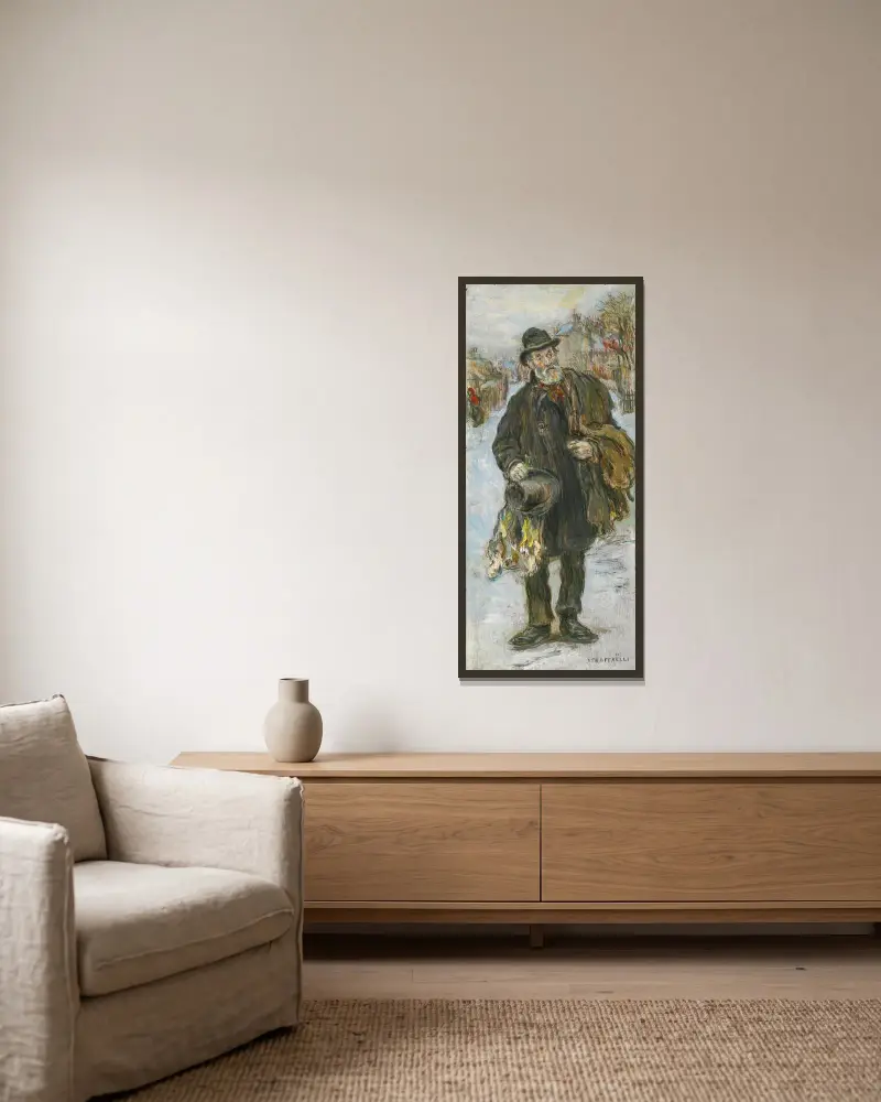 Le chiffonnier av Jean François Raffaëlli inramad på en vägg
