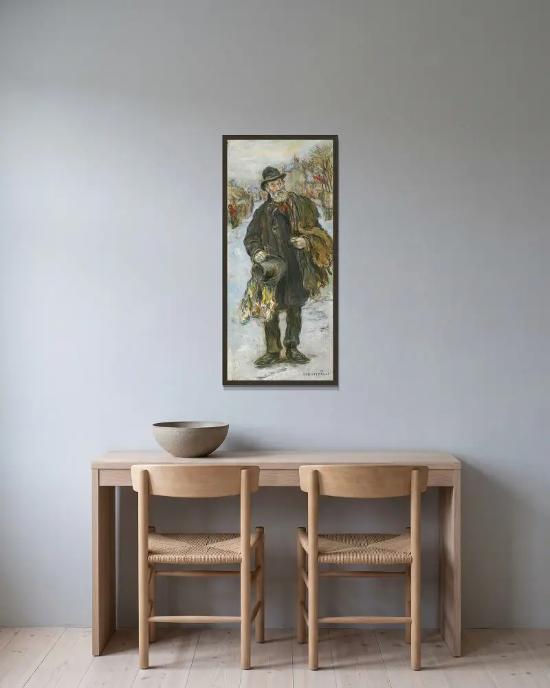 Le chiffonnier av Jean François Raffaëlli inramad på en vägg