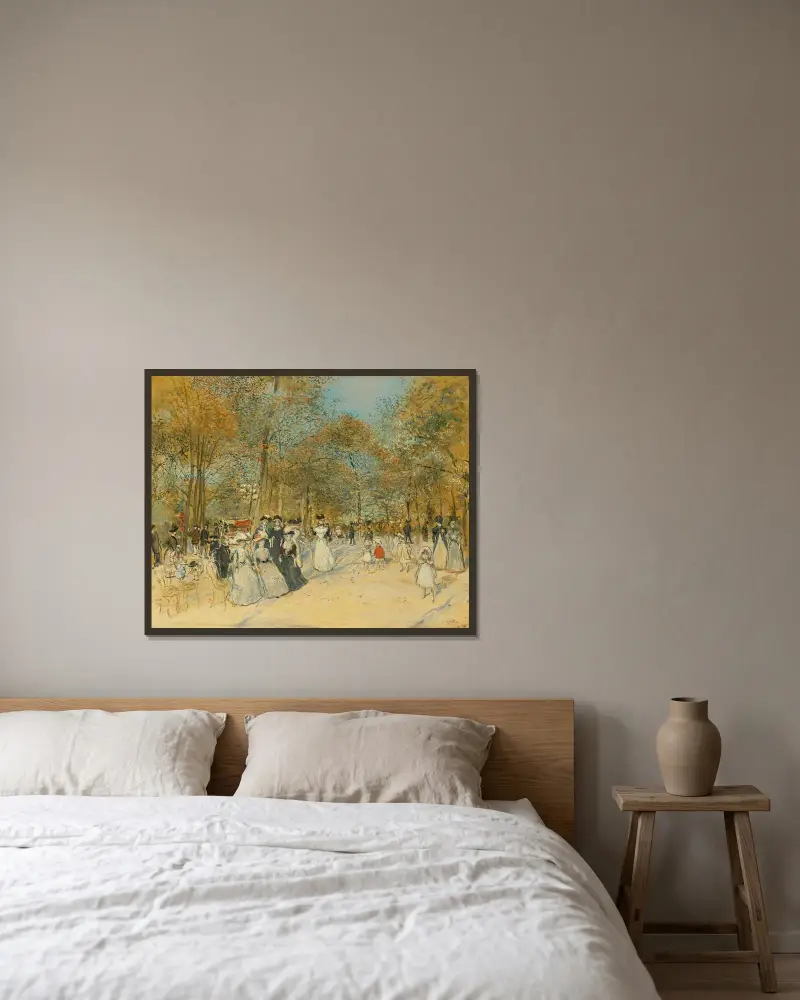Les Champs-Élysées av Jean François Raffaëlli inramad på en vägg