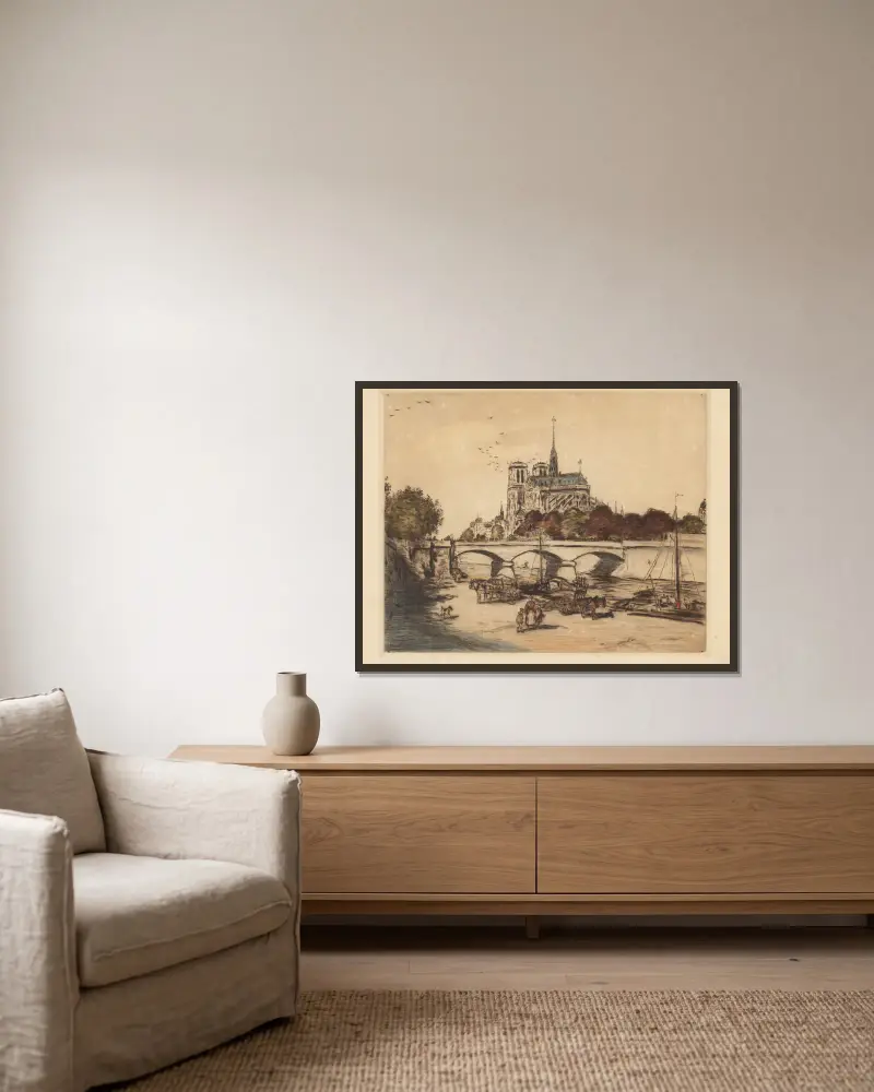 Notre-Dame in Paris von Jean François Raffaëlli gerahmt an einer Wand