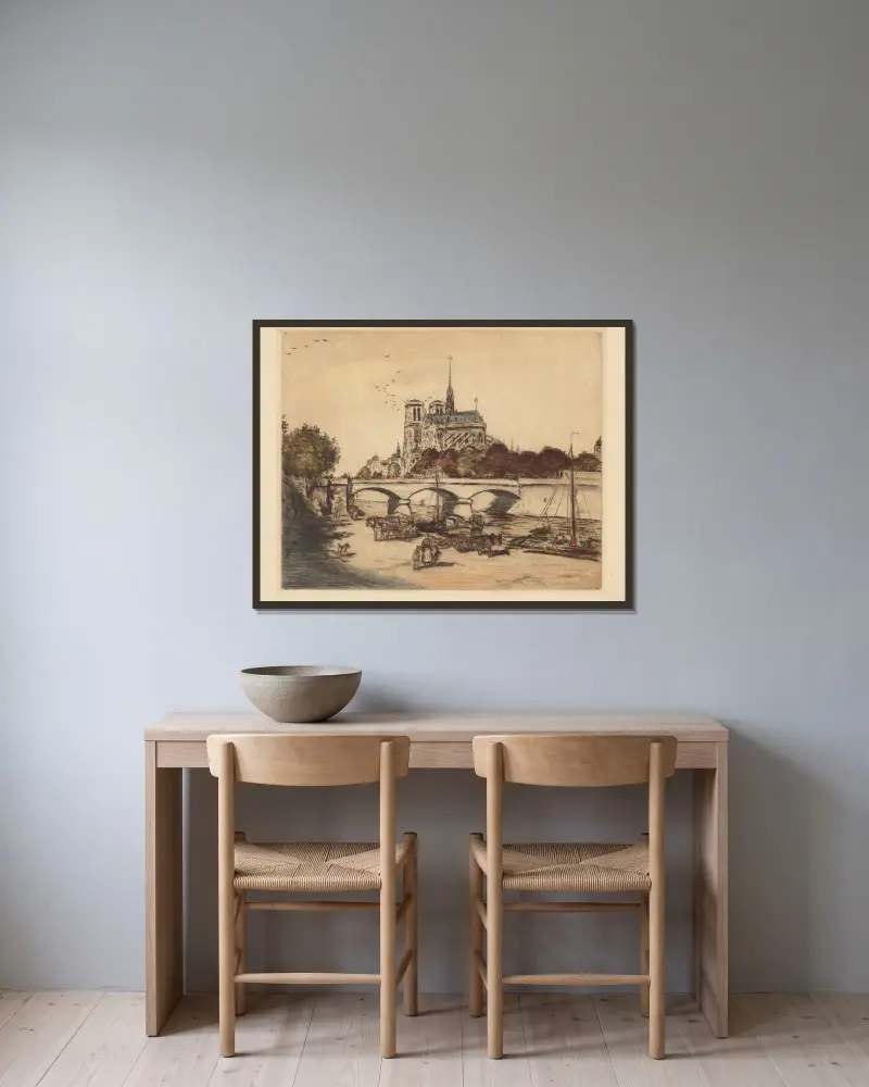 Notre-Dame in Paris von Jean François Raffaëlli gerahmt an einer Wand