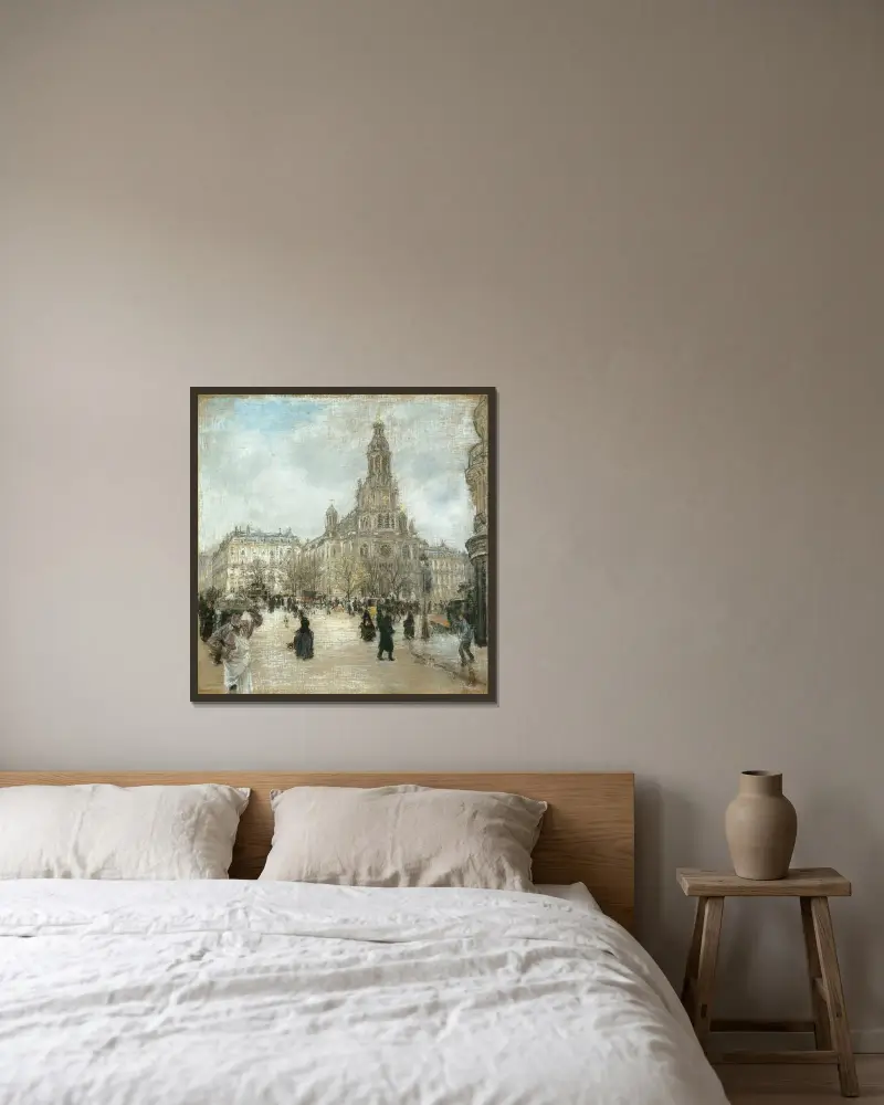 Place de la Trinité, Paris av Jean François Raffaëlli inramad på en vägg