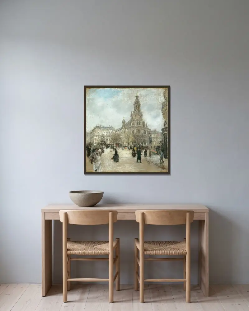 Place de la Trinité, Paris av Jean François Raffaëlli inramad på en vägg
