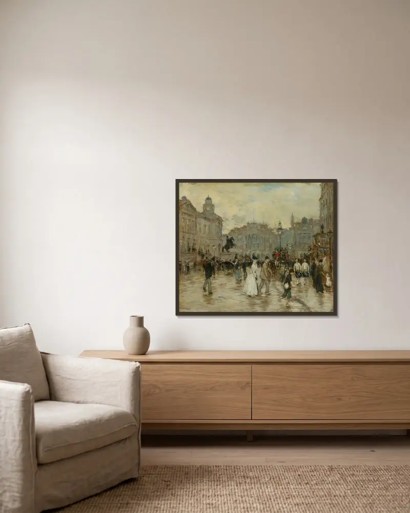 Princess Street, Edinburgh av Jean François Raffaëlli inramad på en vägg