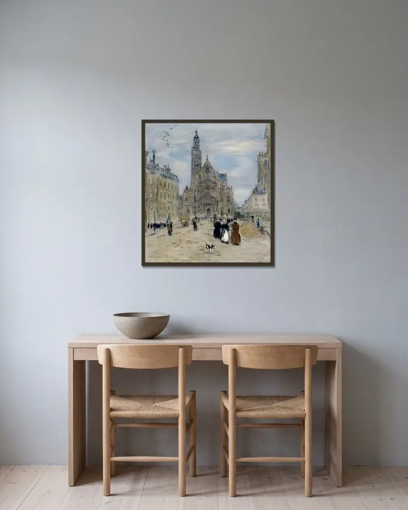 Saint-Étienne-du-Mont, Paris av Jean François Raffaëlli inramad på en vägg