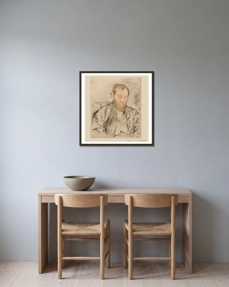 Selbstporträt von Jean François Raffaëlli gerahmt an einer Wand