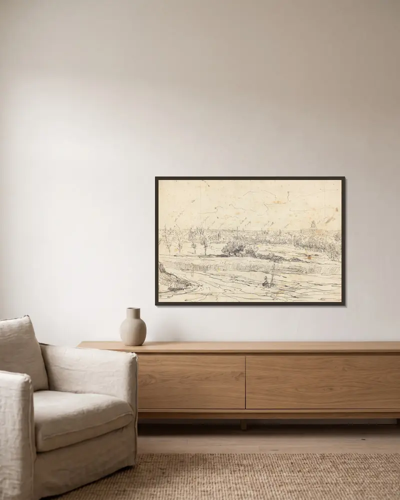 Panorama de Bruxelles (avec localisation des principaux édifices publics et religieux) av Jean-François Taelemans inramad på en vägg