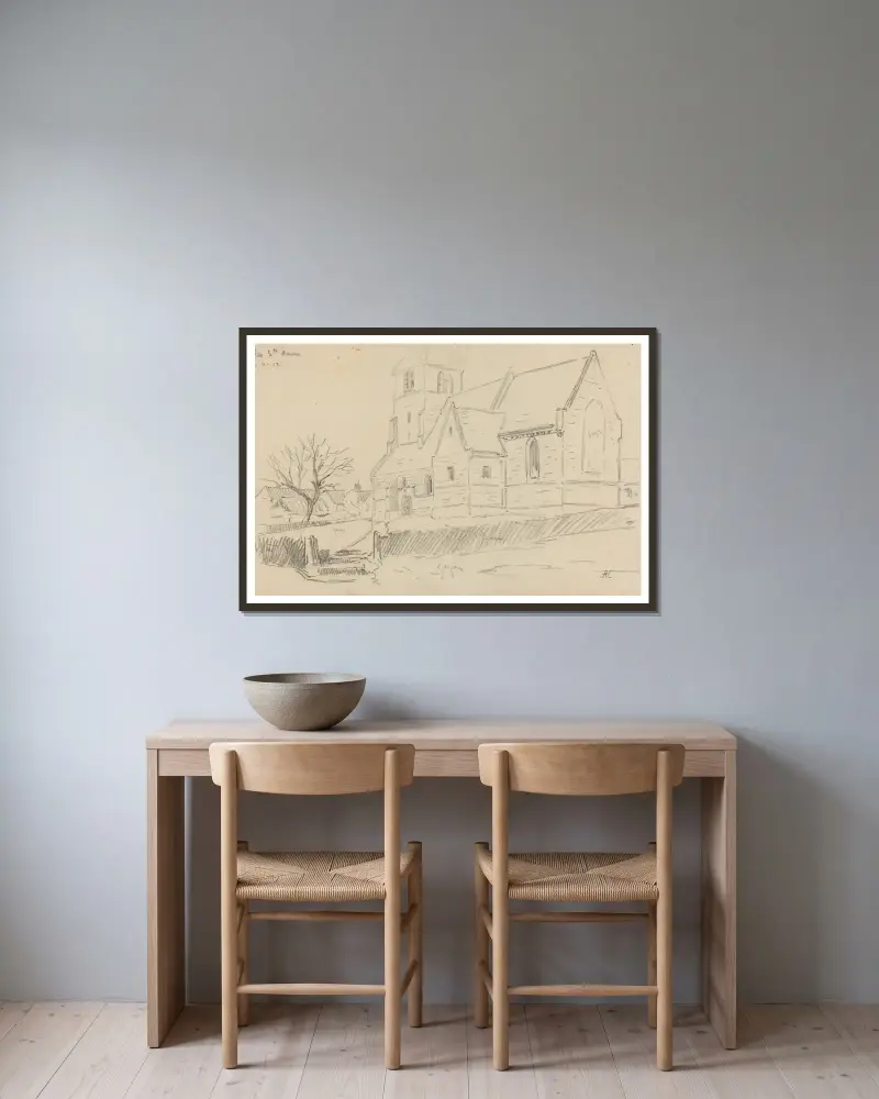 Pede-Sainte-Anne (Dorfkirche) von Jean-François Taelemans gerahmt an einer Wand