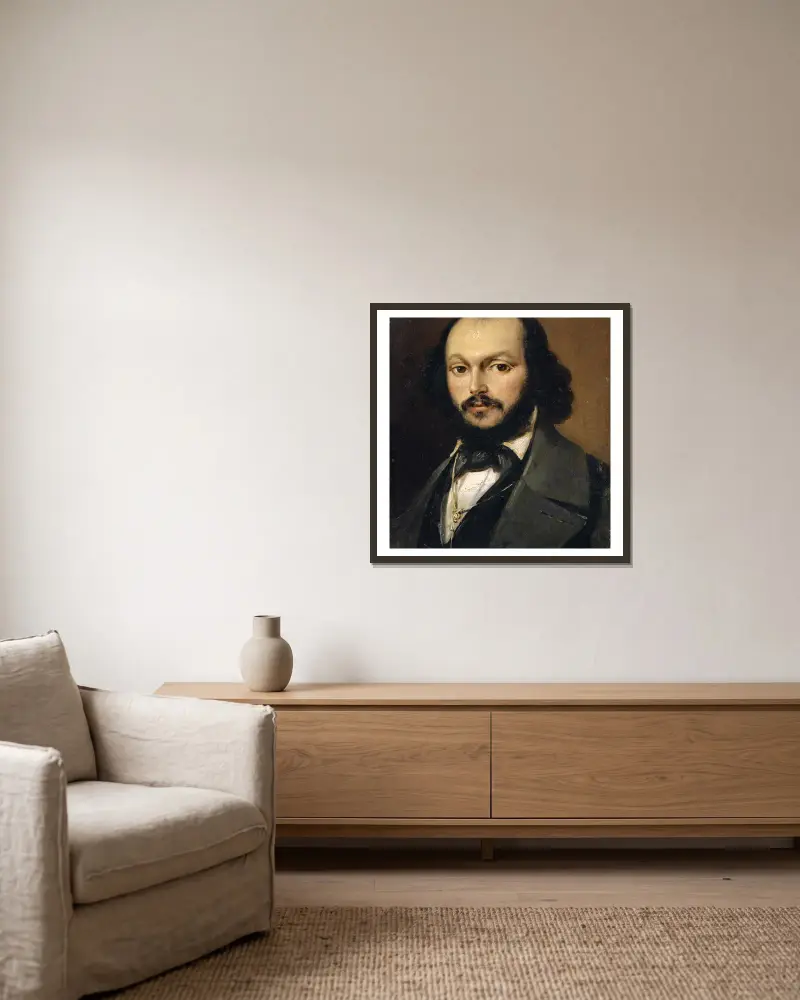 Portrait of a Bearded Man av Frank Buchser inramad på en vägg