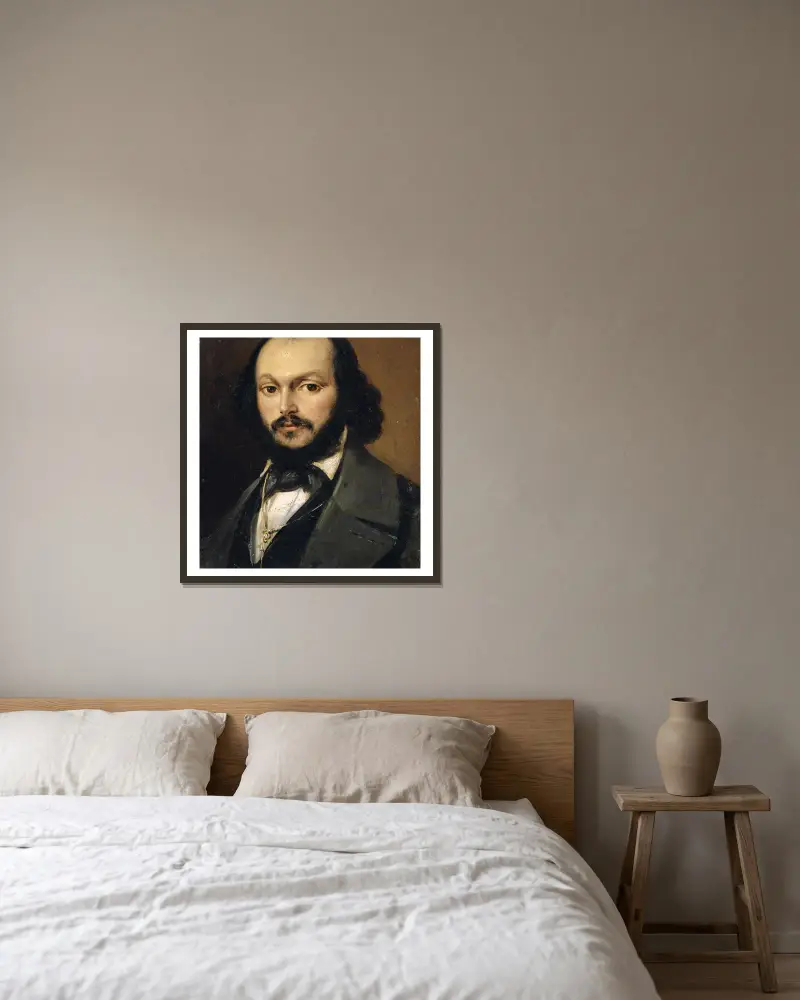 Portrait of a Bearded Man av Frank Buchser inramad på en vägg