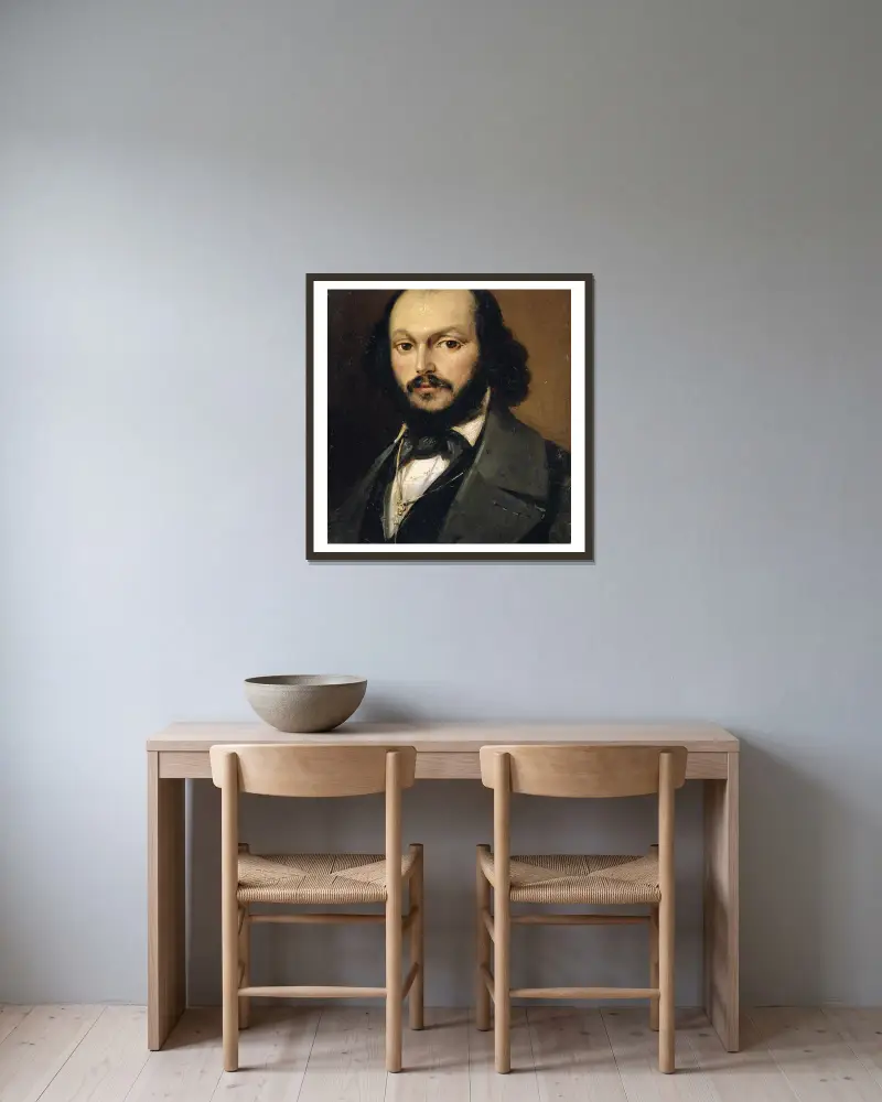 Portrait of a Bearded Man av Frank Buchser inramad på en vägg