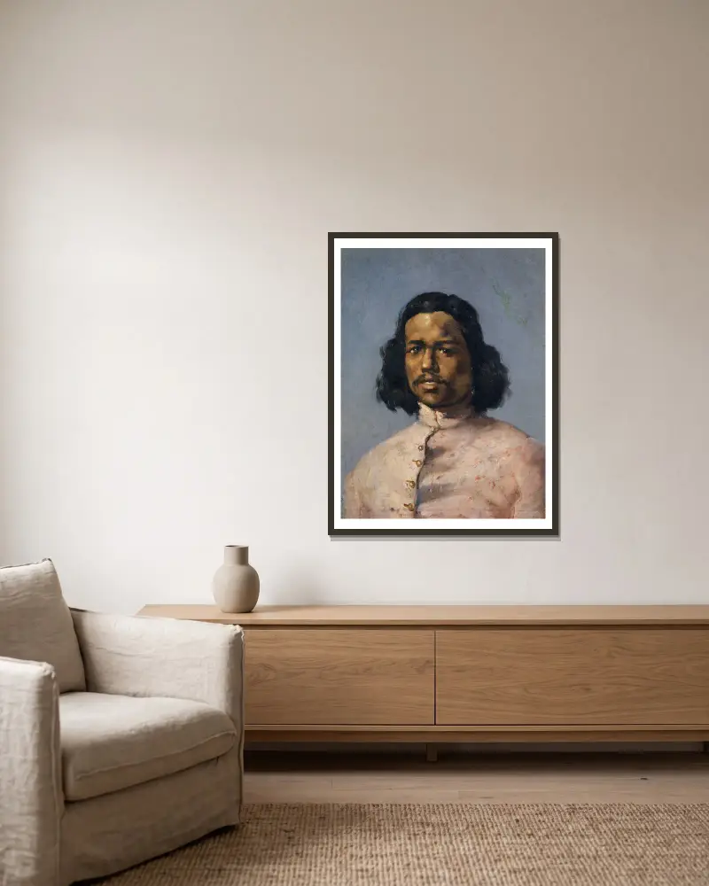 Portrait of a Mulatto av Frank Buchser inramad på en vägg