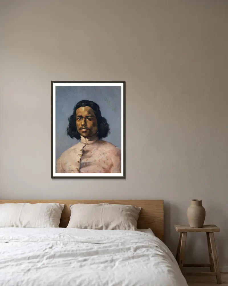 Portrait of a Mulatto av Frank Buchser inramad på en vägg