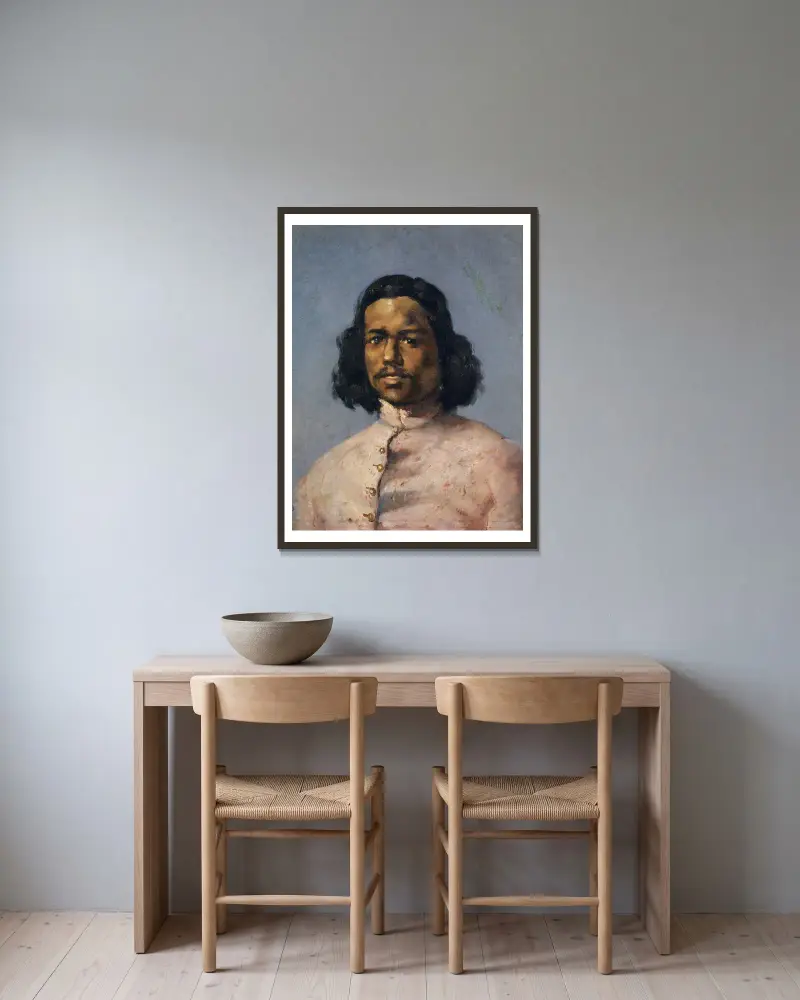 Portrait of a Mulatto av Frank Buchser inramad på en vägg