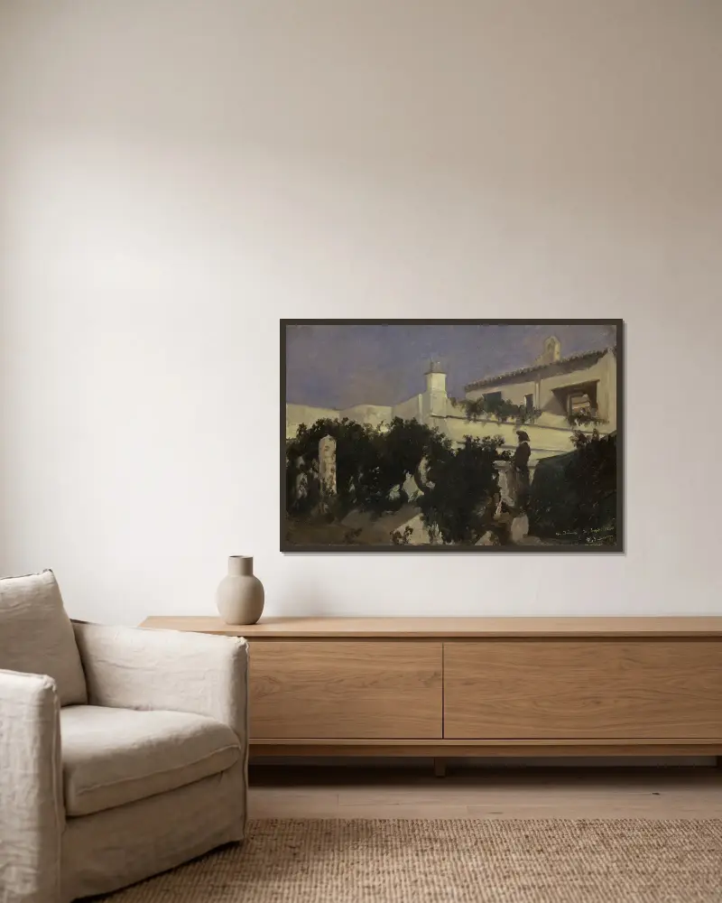 Spanish Villa in Medina Sidonia av Frank Buchser inramad på en vägg