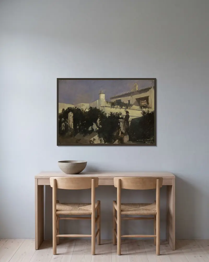 Spanish Villa in Medina Sidonia av Frank Buchser inramad på en vägg