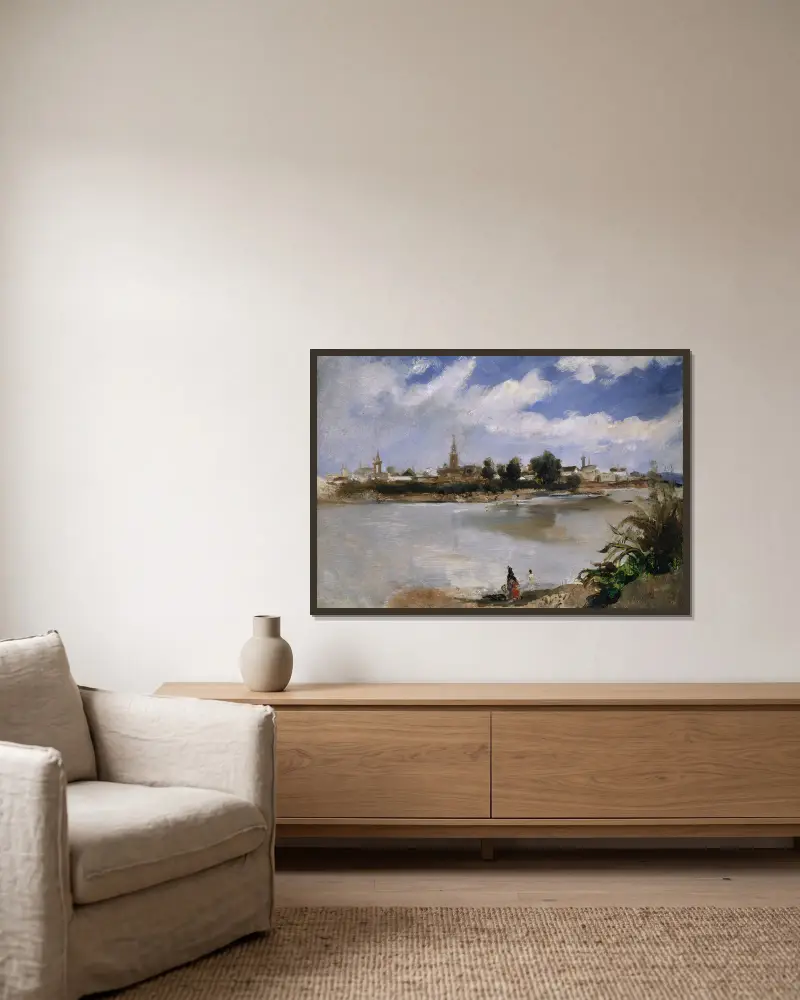 View of Seville Across the Guadalquivir av Frank Buchser inramad på en vägg